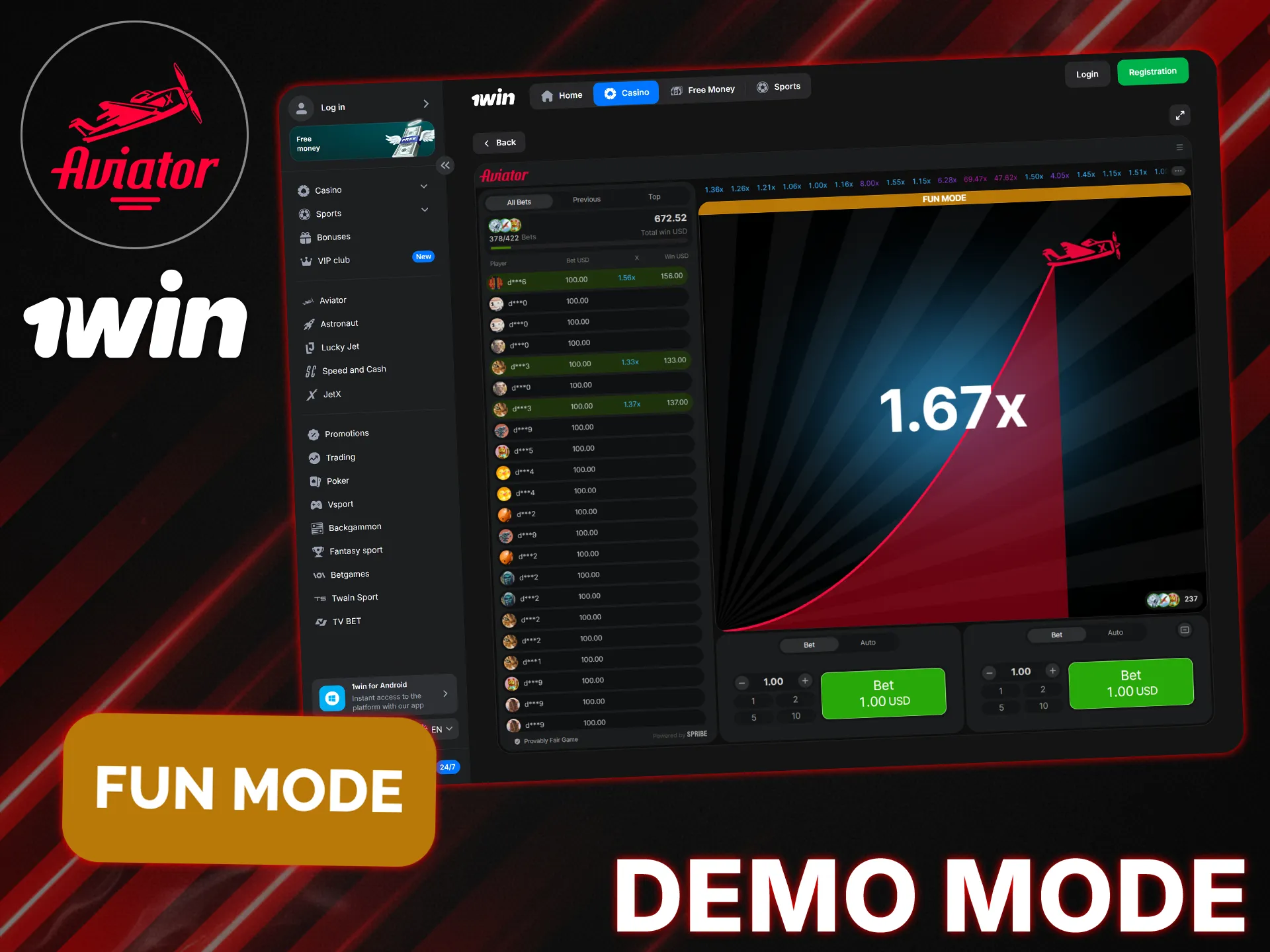 Watch how other players play Aviator on 1Win to learn how to play without risk.