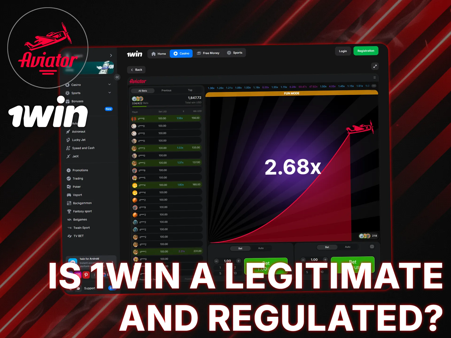 South African players can legally enjoy the Aviator game on the 1Win platform.