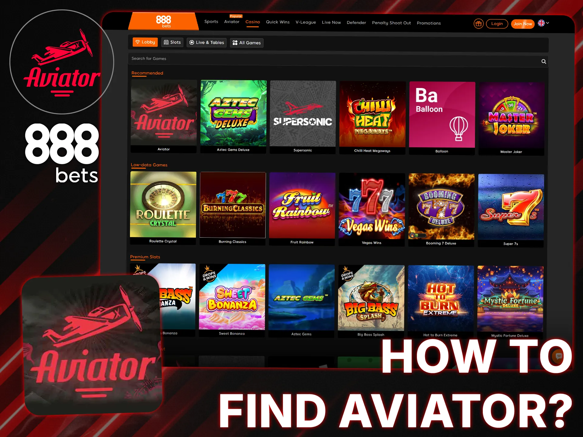 Find Aviator in the top bar or via the search function on 888bets.