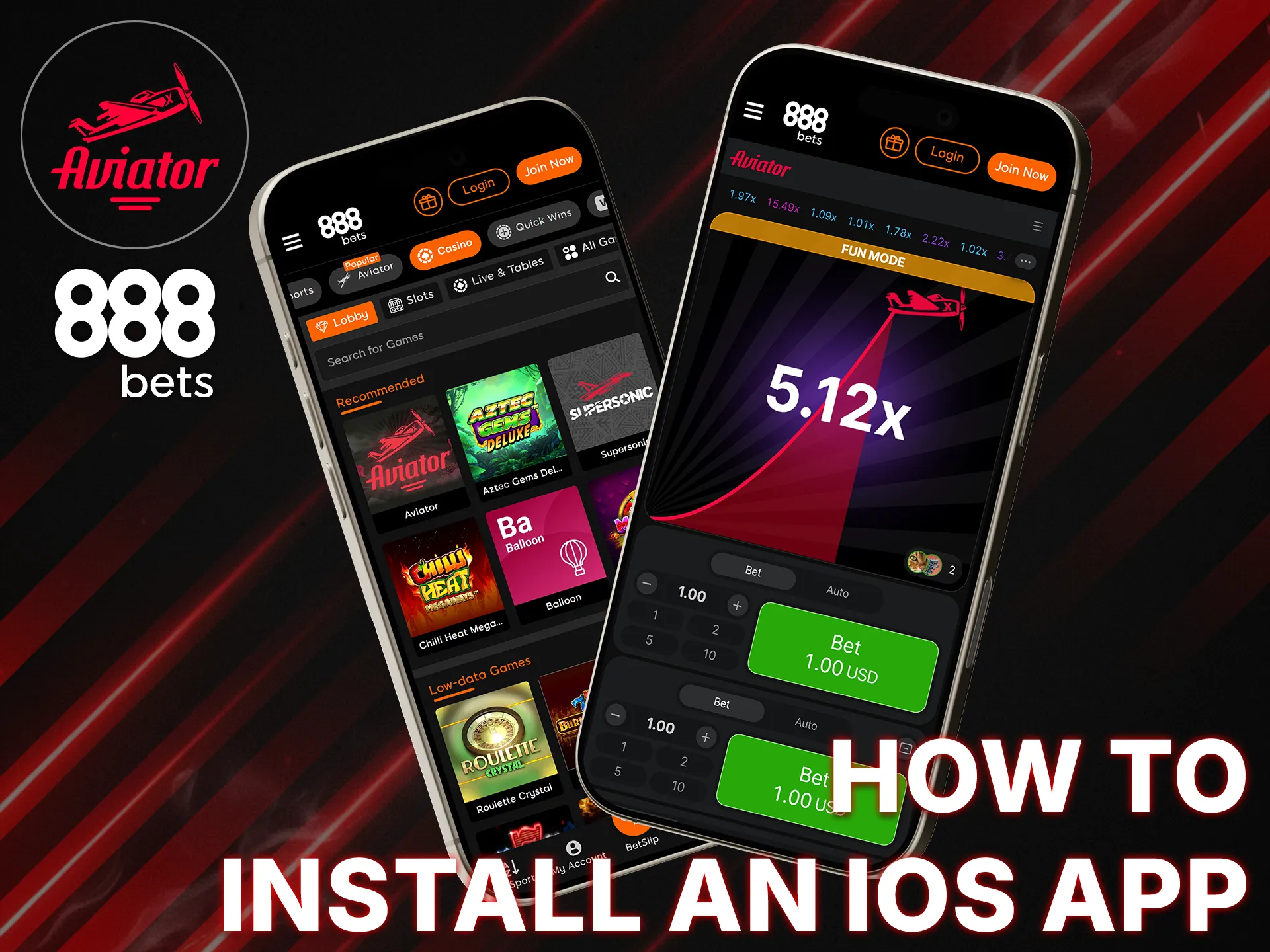 Play Aviator on your iOS device by adding the 888bets shortcut to your home screen.