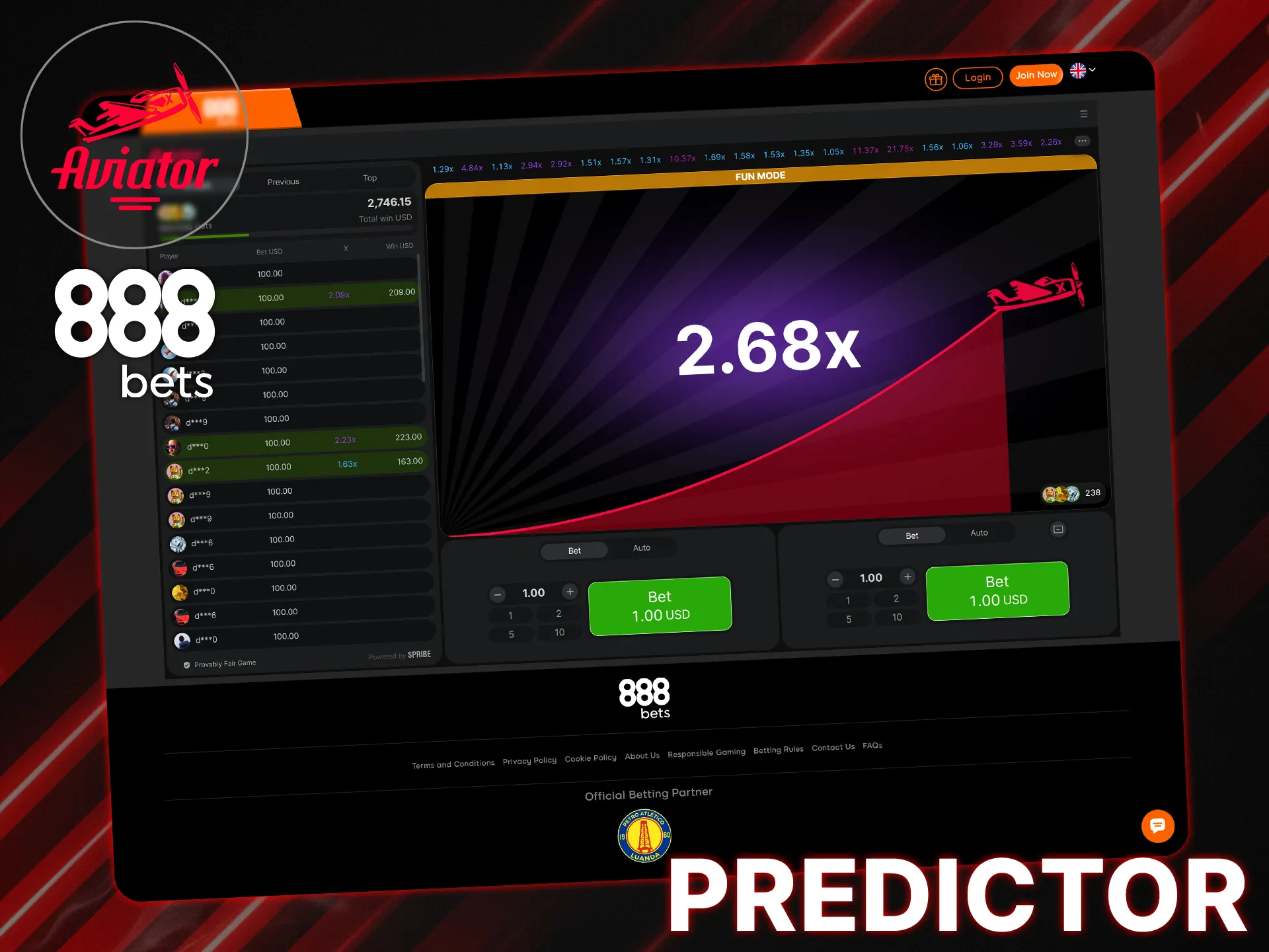 Success in Aviator at 888bets depends on skill and strategy, not predictors.