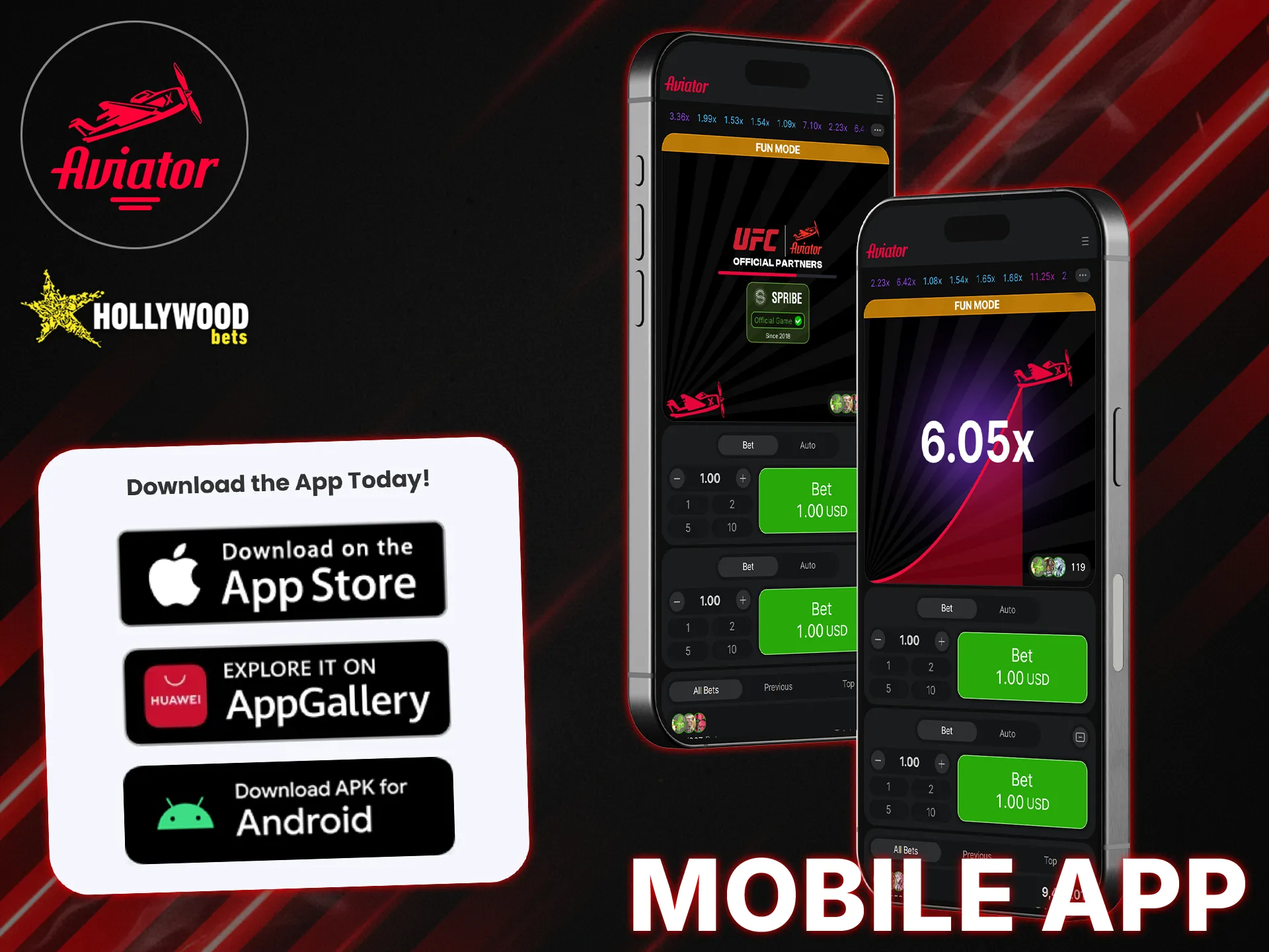 Play Aviator on your mobile device using the Hollywoodbets app.