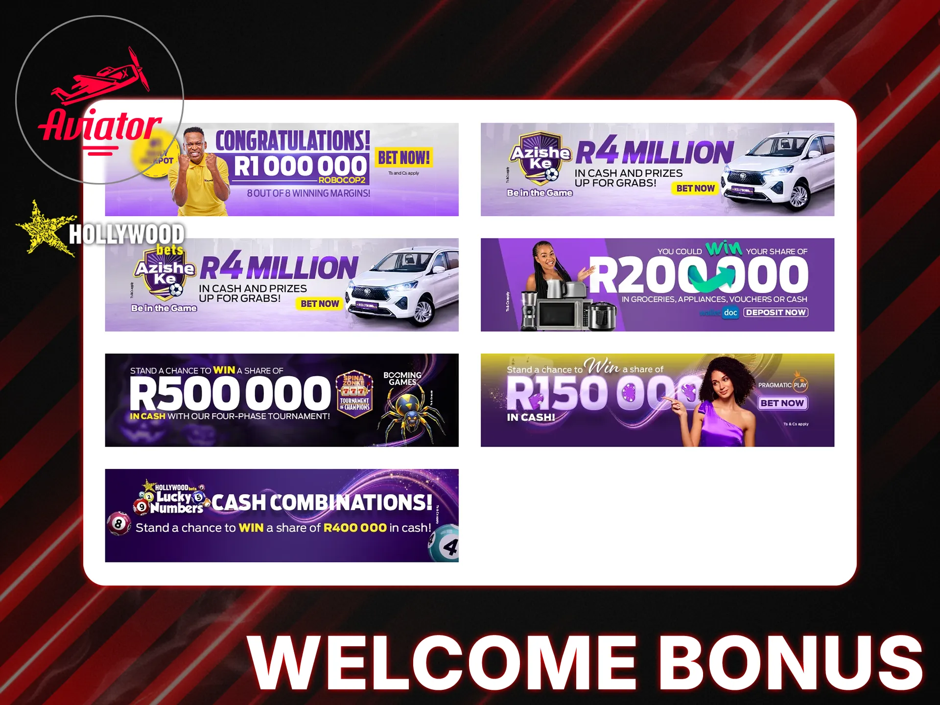 Receive bonuses for playing Aviator from Hollywoodbets.