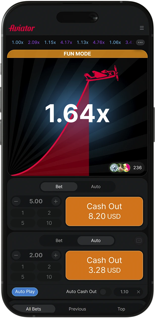 Cash out your bet in Aviator.